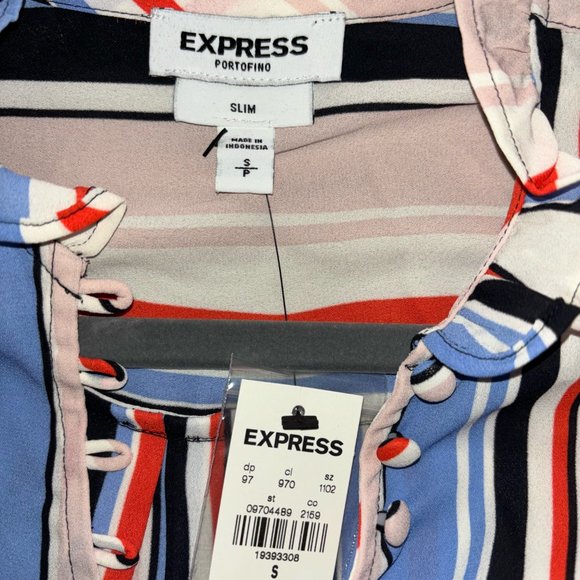 Brand New Express button down slim fit portofino blouse - Picture 2 of 2